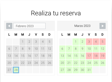 calendario sistema de reservas